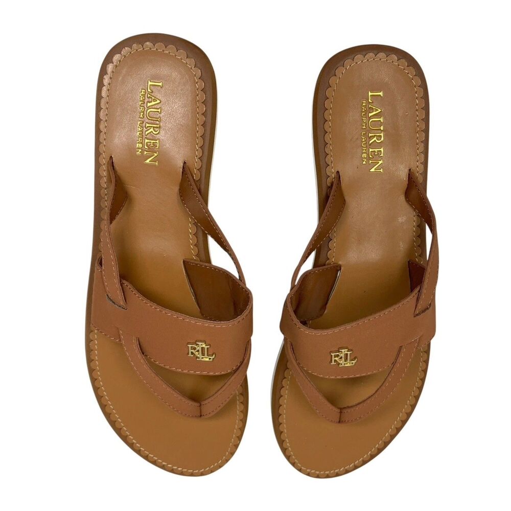 Lauren Ralph Lauren Sandals Womens 11B Brown Rosalind Thong Luxury Flip Flops
